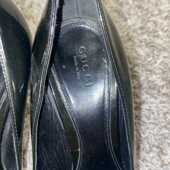 Black Gucci Peep Toe Pumps